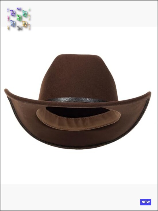 Wide Brim Cowboy Hat with Floral Buckle - Classic Western Style Medium-Large